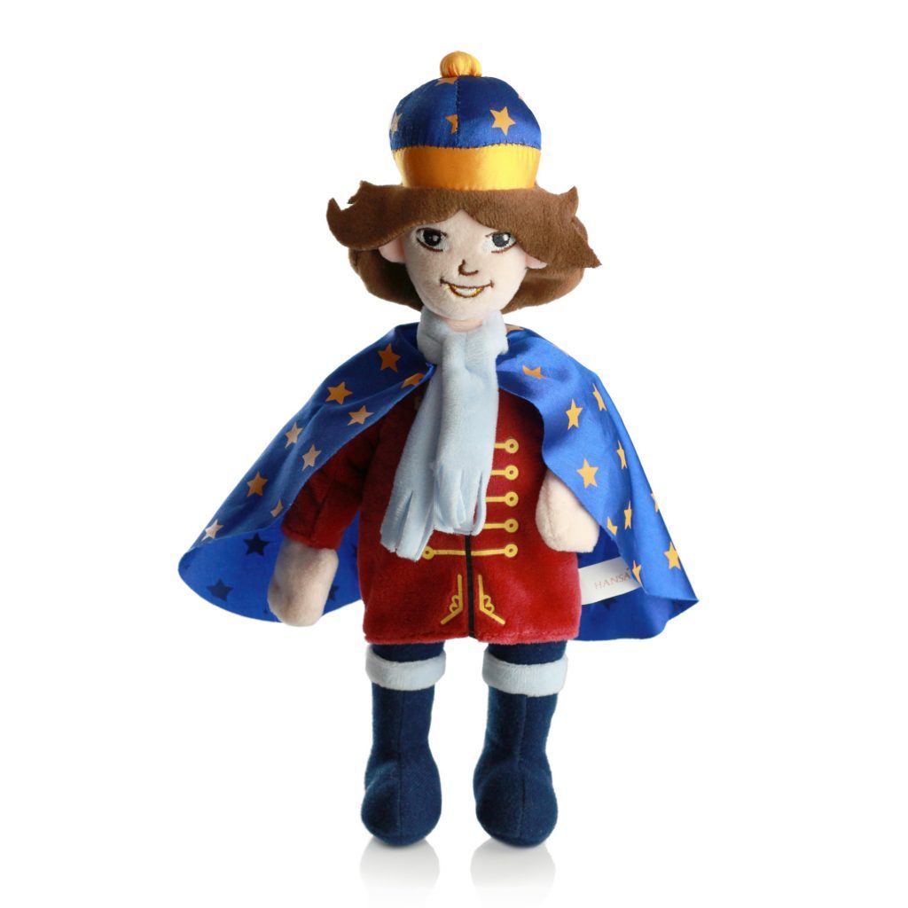 Figur Zar stehend aus Plüsch und Stoff mit Krone und Umhang